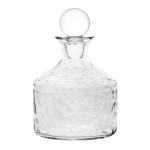 Puro Whiskey Decanter   Measurements: 6.0\L x 6.0\W x 7.0\H
Made in: Thailand
Made of: Glass
Volume: 1.6 Qt. 

Dishwasher safe, warm gentle cycle. Not suitable for hot contents, freezer or microwave use. 